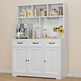 Gizoon Kitchen Pantry Cabinet with Microwave Shelf 60.2" Tall Coffee Bar Cabinet with Storage Kitchen Hutch with Countertop for Dining Room and Craft Room, White Gizoon