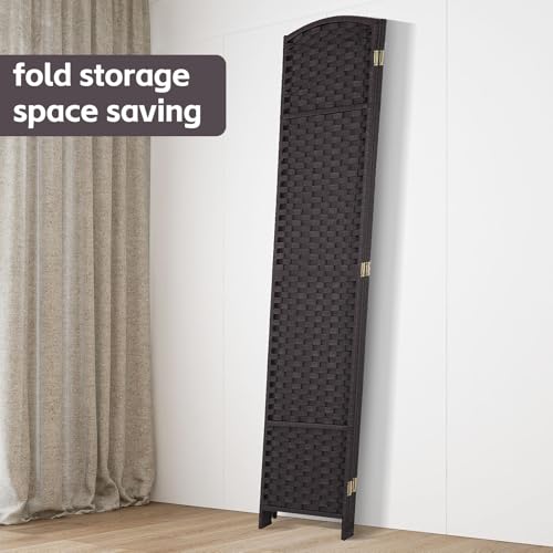 4 Panel 5.57 FT Tall Waterproof Wood Frame Room Divider - Folding Screen Room Divider with Japanese Paper Design- Partition Wall Divider & Room Partitions and Dividers (Brown, 4 Panel) RROCOSIA