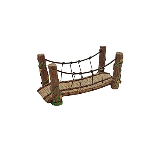 Treasure Gurus Rope Wooden Bridge Outdoor Fairy Garden Ornament Miniature Dollhouse Decor Accessory WoodArtSupply