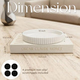 Decorative Concrete Tray & Book Set - Modern Scalloped Home Decor Tray & Linen Storage Box for Coffee Table, Bookshelf, Entryway, Console, Living Room, Housewarming Gift (White) Burutta