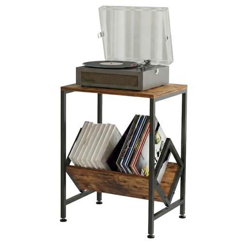 VonDream Spacious Turntable Stand with Vinyl Record Storage, Holds 80+ LPs, All-in-One Record Player & Album Storage, Record Player Stand with Storage VonDream