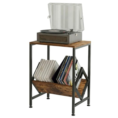 VonDream Spacious Turntable Stand with Vinyl Record Storage, Holds 80+ LPs, All-in-One Record Player & Album Storage, Record Player Stand with Storage VonDream