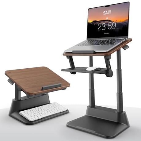SAIJI Laptop Stand for Desk, Stable Standing Laptop Riser with Foldable Mouse Pad, Standing Computer Stand with 4 Adjustable Height Up to 20.47", MacBook Stand Fit All Laptops Under 17.3" SAIJI
