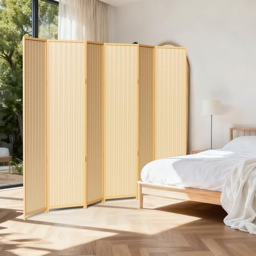 6 Panel Room Divider and Folding Screen,Bamboo Room Divider for Room Separation,67" H x 92.1" W COCOSICA