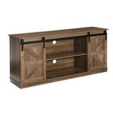 Homy Casa TV Stand for 65'' TV, Sliding Barn Door Modern & Farmhouse Wood Entertainment Center, Mid Century Storage Cabinet Table for Living Room with Adjustable Shelves, Natural Brown Homy Casa
