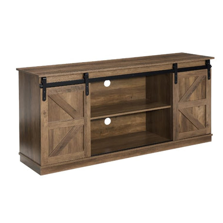Homy Casa TV Stand for 65'' TV, Sliding Barn Door Modern & Farmhouse Wood Entertainment Center, Mid Century Storage Cabinet Table for Living Room with Adjustable Shelves, Natural Brown Homy Casa