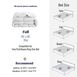 puredown® Goose Down Comforter Full/Queen Size 800 Fill Power, 100% Cotton All Season Duvet Insert 700 Thread Count, Cloud Fluffy Pinch Pleat Extra Warmth puredown