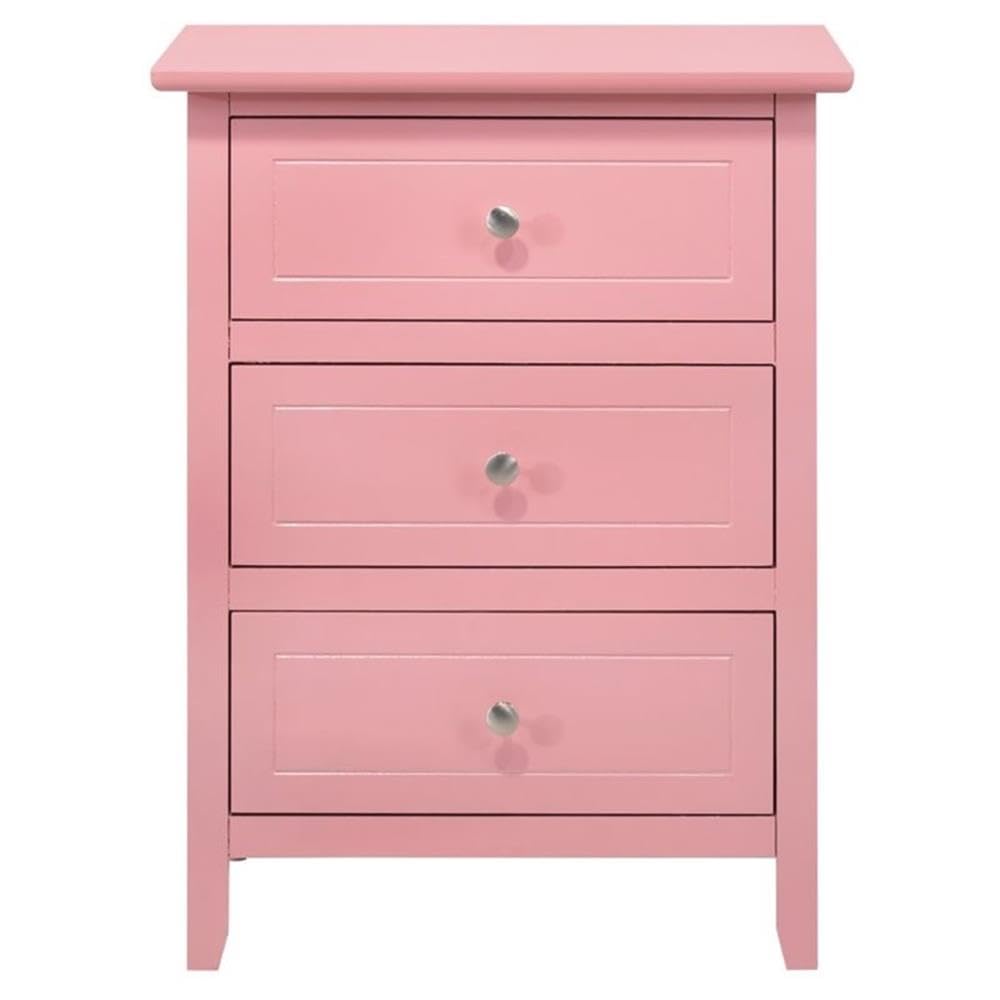 Glory Furniture Daniel 3 Drawer Nightstand in Pink Glory Furniture