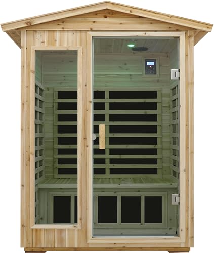 LTCCDSS Low EMF Outdoor Sauna 2 Person, Far Infrared Sauna Room for Home, Soft Fir Wood, Chromotherapys | Bluetooth Speakers | 47.2 * 81.1 * 37.0 in LTCCDSS