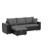 ARCLIS 92.5" Sleeper Sofa Bed, Convertible 3-Seater L-Shape Couch Bed with Storage Chaise 2 Stools Pull Out Sofa Bed, Corner Sectional Sleeper Couch for Living Room Apartment (Gray) ARCLIS