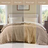 Madison Park Windom Down Alternative Blanket, Premium 3M Scotchgard Moisture Wicking Treatment, Lightweight and Soft Bed Cover For All Season, Satin Trim, Brown Twin Madison Park
