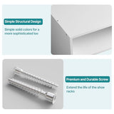 DUMOS 31 Inch Stackable White Shoe Rack, 2-Tier Wooden Storage Benches Organizer, Freestanding Entryway Bench for 6-9 Pairs Shoes, for Entryway, Office, Bathroom Use, White DUMOS