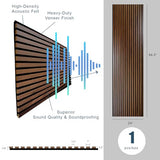 Generic 94"" L x 24"" W Acoustic Wood Wall Paneling, Decorative Sound Proof Panels for Walls and Ceilings, 3D Slat Wood Wall Panels (Set of 10) (Dark Chestnut), ACP10 WoodArtSupply