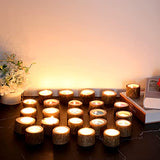 OwnMy Set of 24 Wooden Tea Light Candle Holders Votive Candle Holders, Rustic Wooden Pillar Candle Stands Vintage Wooden Tealight Holders Set Candle Centerpieces for Dining Table Wedding Party, 1.6" H OwnMy