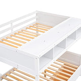 Harper & Bright Designs Twin Over Full Bunk Bed with Storage Shelves, Stairs, Solid Wood Staiway Bunk Bed Frame with 2 Drawers, for Kids Teens Adults (White) Harper & Bright Designs