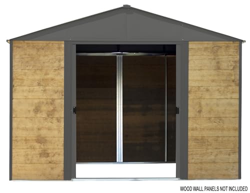 Arrow 10' x 12' Ironwood Galvanized Steel Hybrid Outdoor Shed Kit, Anthracite Arrow