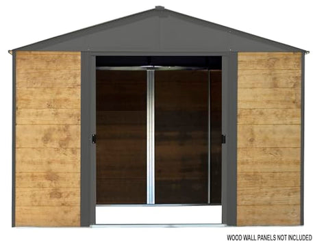 Arrow 10' x 12' Ironwood Galvanized Steel Hybrid Outdoor Shed Kit, Anthracite Arrow