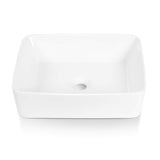 Sinber 19" x 15" x 5.31" White Rectangular Ceramic Countertop Bathroom Vanity Vessel Sink BVS1915A-OL Sinber