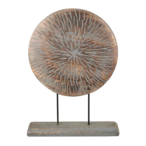 Eximious India Farmhouse Table Sculpture Home Decor Statue Mandala Carved for Modern Home 10" x 14", Living Room, Fireplace Mantel Shelf, Table and Entryway Decor Stand KHST04 Eximious India