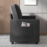 Mjkone Futon Floor Pull Out Sofa Bed, Folding Loveseat Sleeper with Tri-Fold Pullout Beds, 55" Width 2-in-1 Multi-Function Fold Out Gaming Sleeper Sofas Couch for Living Room Home Office, Dark Grey Mjkone