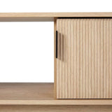 Walker Edison Walton Modern Fluted-Door Low Stand for TVs up to 65 Inches, 58 Inch, Coastal Oak Walker Edison