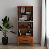 SIMPLIHOME Harper SOLID HARDWOOD 24 Inch Mid Century Modern Bookcase with Storage in Teak Brown, For the Living Room, Study Room and Office SIMPLIHOME
