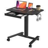 Monomi Mobile Standing Desk with Drawer, 28" Rolling Desk with Cup Holder and Hooks, Portable Laptop Cart on Wheels, Height Adjustable Workstation with Storage for Home Office, Black Monomi