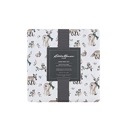 Eddie Bauer - Twin Sheets, Cotton Flannel Bedding Set, Brushed For Extra Softness, Cozy Home Decor (Woodland Friends, Twin) Eddie Bauer