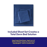 Dorm Room Essentials College Bedding Comforter Set 5 Piece Twin Size Bed in a Bag for College Students Boys and Girls, Twin, Royal Blue Sweet Home Collection