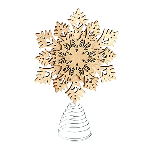 Snowflake Tree Topper - Wooden Christmas Ornament with Carved Look The Lakeside Collection