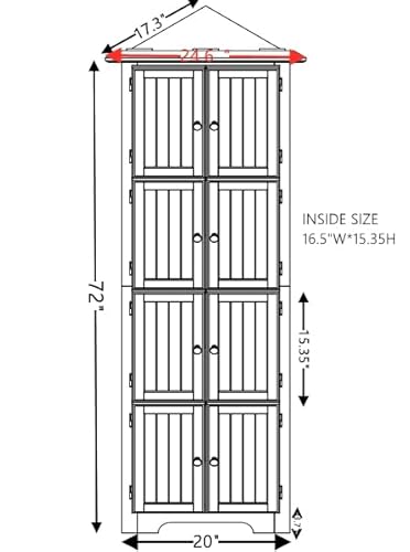 EMOBACO 72" Tall Corner Cabinet, 4-Tier Kitchen Pantry Storage Cabinet with 8 Doors and Adjustable Shelves, Home Farmhouse Bookshelf for Office Bathroom, Living Room, Black EMOBACO