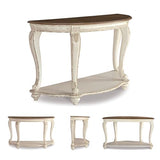 Signature Design by Ashley Realyn French Country Semi-Circle Console Table, White & Brown Signature Design by Ashley