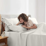 Nestl Extra Deep King Sheet Set - 6 Piece Breathable & Cooling Sheets - Hotel Luxury Bedding Set w/18-24 Inch Deep Pockets - Easy & Secure Fit - Super Soft, Wrinkle Free & Comfy - Off White Nestl