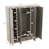 BIADNBZ Wardrobe Closet with Drawer, Hanging Rail and 4 Doors, Wooden Storage Clothes Cabinet w/Shelves for Bedroom Guest Room, 59.2" L x 19.2" W x 67.9" H, Gray BIADNBZ