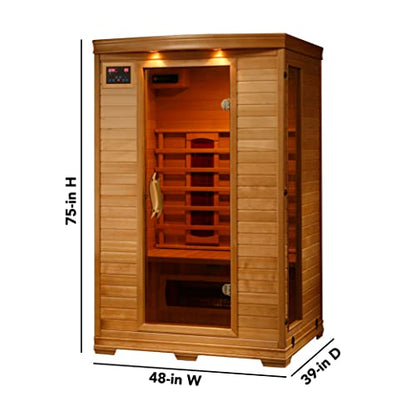 HeatWave BSA2406 2-Person Deluxe Ceramic Infrared Sauna, 1-2, Hemlock - WoodArtSupply