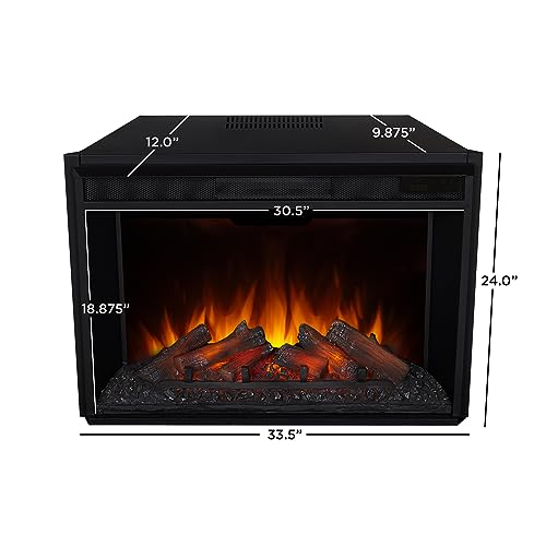 Real Flame Kennedy Grand Corner Electric Fireplace with Mantel for Living Room or Bedroom, Replaceable Fireplace Insert Heater, Realistic Log and Flame Effect, Remote Control, Timer, White Real Flame