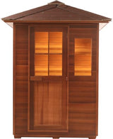 Canadian Red Cedar 2 to 3 Person Traditional Steam Outdoor Sauna SPA, Waterproof Shingled Roof, 6KW Heater Upgrade, LED Lights. MCP-Distributions