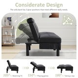 BIAOZHIKE Convertible Futon Sofa Bed with Storage Ottoman/Coffee Table, Multifunctional Folding Futon Set, Tufted Loveseat Sleeper Couch for Small Space, Bedroom, Apartment, Dorm (Black) BIAOZHIKE