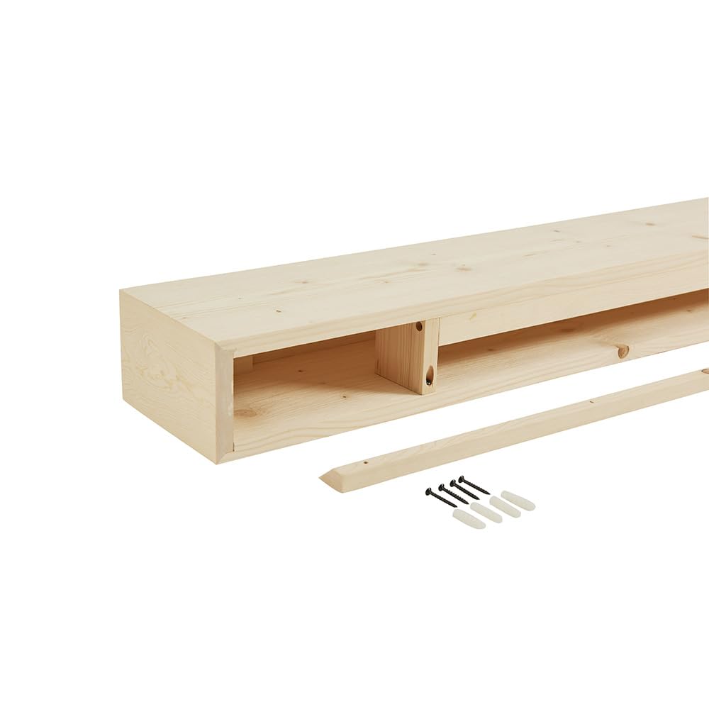 Touchstone Encase Fireplace Mantel- Wall Mounted 60 Inch Floating Shelf- Rustic, Solid Wood Farmhouse Style Mantel Shelf for Electric Fireplaces - 60 Inch x 8 x 4.75 Unfinished - 90006 Touchstone