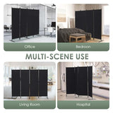 RANTILA 4 Panel Room Divider, 6 FT Folding Privacy Screen with Wide Feet, Freestanding Partition for Room Separation, Portable Room Divider Panel, 89" W x 71" H, Black RANTILA