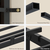 BTHFST Bunk Bed Twin Over Twin with 4 Storage Drawers & Shelves & Bedside Caddy, Twin Bunk Beds with Charging Station & LED Lights, Metal Loft Bed with Safety Guardrail & Angled Ladder, Black & Grey BTHFST