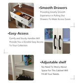 FOREST GRAVITY 31.5'' Modern Small Buffet Cabinet with Storage,Buffet Sideboard with Two Glass Doors and a Drawer,Coffee bar Cabinet with Adjustable Shelf,for Kitchen and Dining,Antique White FOREST GRAVITY