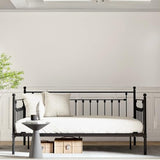 Golden Gate Beds Daybed Frame with Headboard, Without Trundle, Heavy Duty Metal Frame & Steel Slats Foundation, Upholstered Stylish Sofa Bed for Living Room, Bedroom, Guest Room - Black, Twin Size AMBEE21