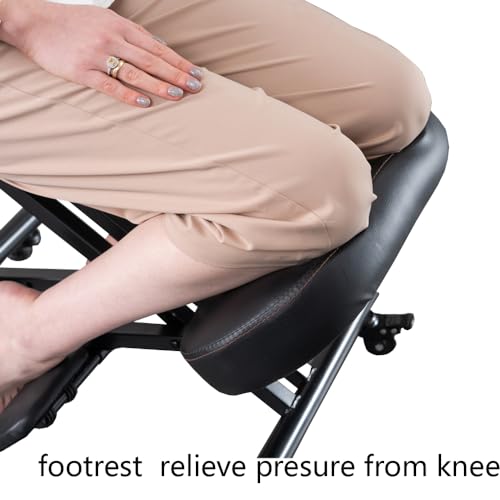 Kneeling Chair with Back Support Ergonomic for Office,Adjustable Stool with Angled Seat for Better Posture,Thick Comfortable Cushions,Black SITSEATSEE