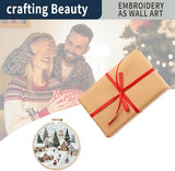 AZKRWFLM Christmas Village Embroidery Kit for Adults – DIY Winter Snow Scene Hand Embroidery Set with Pattern Manual, Holiday Decor Craft Kit for Beginners,