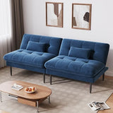 NEDYO 70 inch Convertible Futon Sofa Bed, Velvet Sleeper Sofa with Adjustable Backrest, Thick Fill and Convertible Modules, 4 in 1 Loveseat Couch for Living Room, Blue NEDYO
