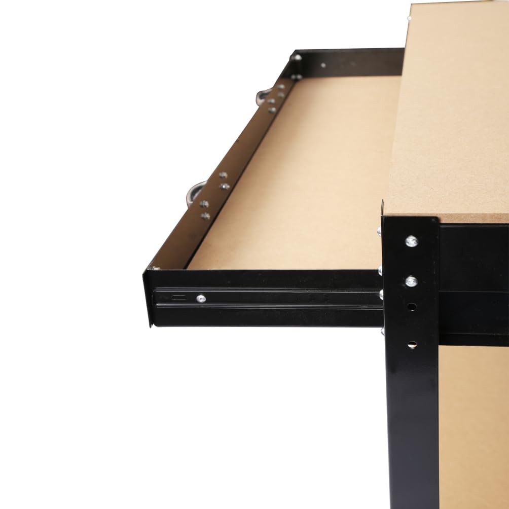 BouPower Garage Workbench with Storage,Workbench with Pegboard,Heavy Duty Work Benches with 2 Drawers for Garage,Commercial,Office,Home 55inches BouPower