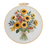 Sunflower Embroidery Kit for Beginners - All in One DIY Cross Stitch Starter with Hoop, Pre-Printed Fabric, Embroidery Threads, Needles,Perfect Craft Gift for & Home Decor