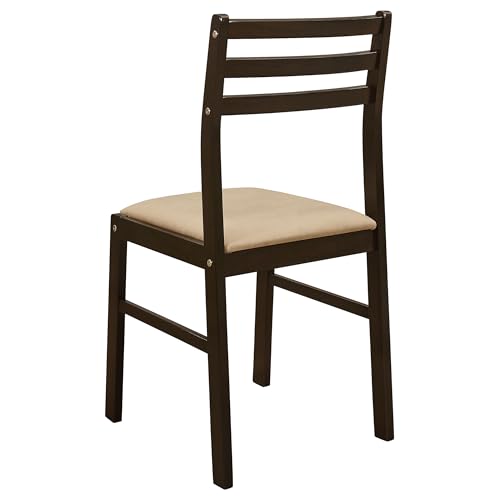 Coaster Home Furnishings 3-Piece Round Wood Dining Room Set Drop Leaf Extension Table Ladder Back Side Chairs Upholstered Seat Cushions Cappuccino and Tan 130005 Coaster Fine Furniture