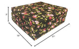D&D Futon Furniture Trifold Foam Beds, Floor Tri-Fold Bed, Foldable Shikibuton Mattress Cushion Topper Mat for Space Saving Sleepover 3x27x75 in, Red Rose Black D&D Futon Furniture